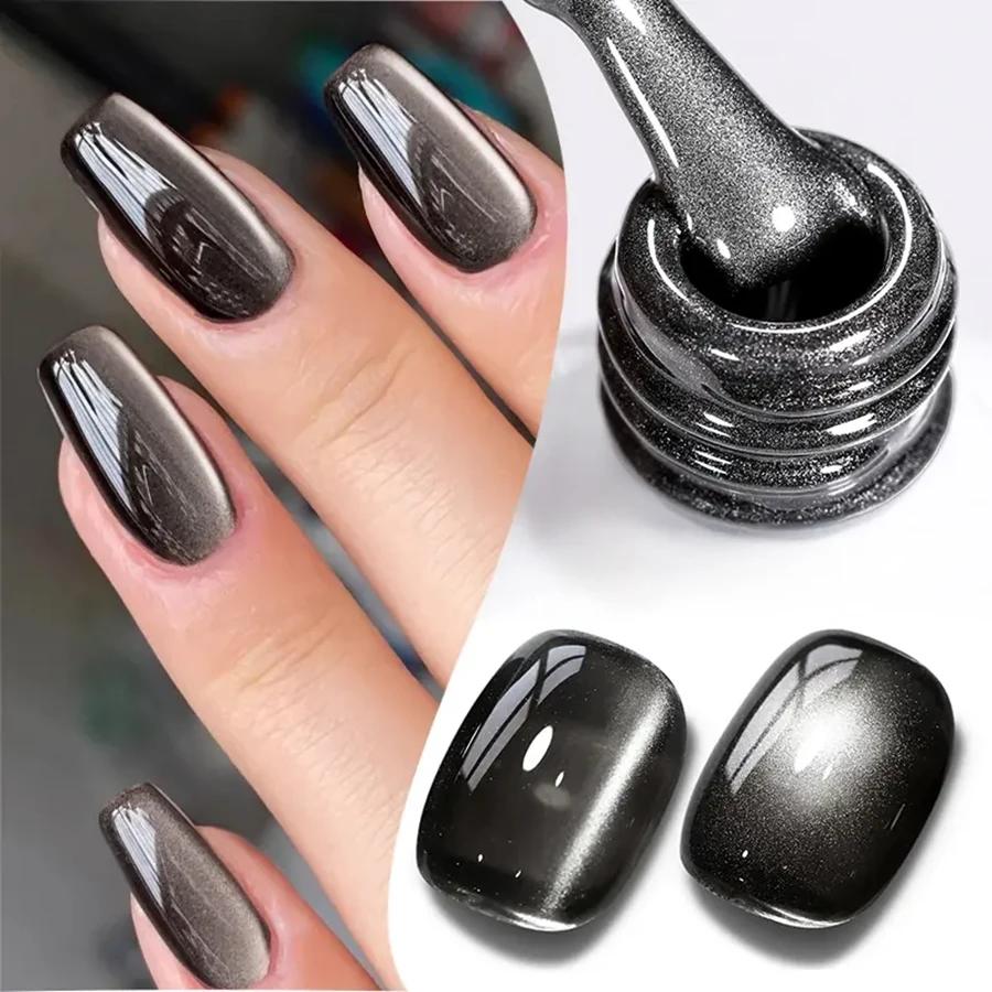 1-24 pièces WS Style japonais verre noir chat Gel magnétique vernis à ongles Nail Art manucure Varni