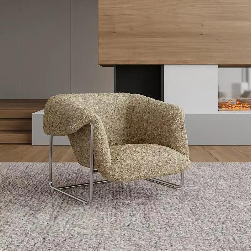 Canapé simple de luxe nordique, chaise de salon en cachemire et acier inoxydable, meubles de maison,