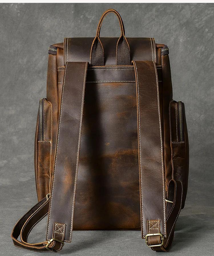 Vintage Crazy Horse en cuir véritable sac à dos hommes en cuir sac à dos escalade sac à dos mâle gra