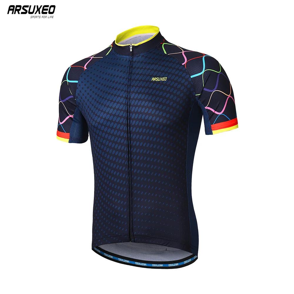 ARSUXEO – maillot de cyclisme pour hommes, T-Shirt de vélo à manches courtes, avec poches à fermetur