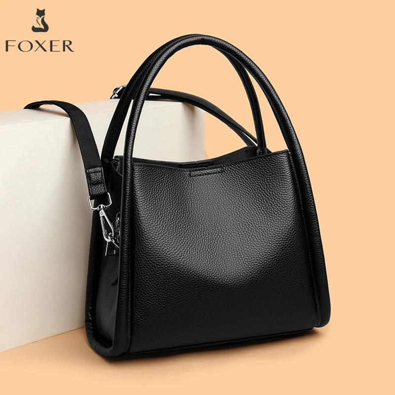 Sac à main pour femme FOXER en cuir véritable, sac fourre-tout décontracté printemps-été 2026, sac à