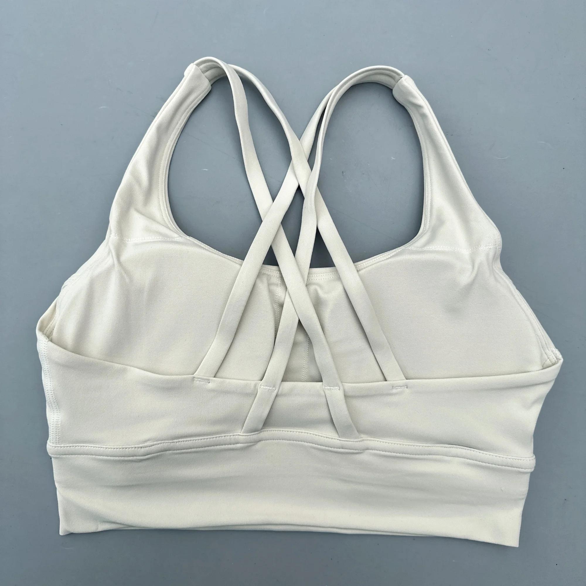 Soutien-gorge de Fitness pour femmes, couleur unie, dos croisé, collants, gilet de Yoga, haute résis
