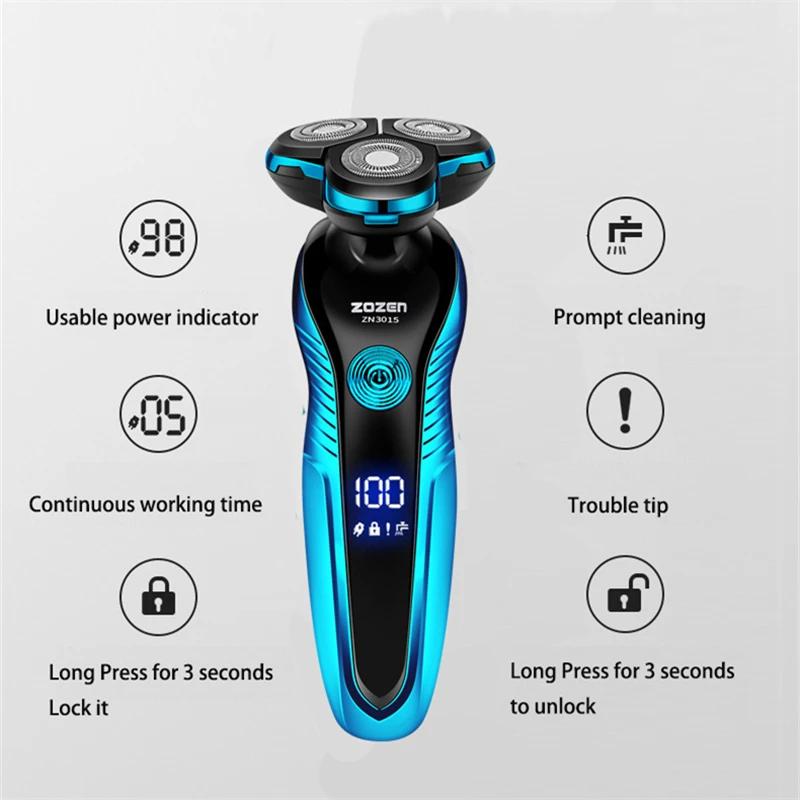 ZOZEN rasoir électrique rotatif rasoir électrique Rechargeable Machine à raser pour hommes tondeuse