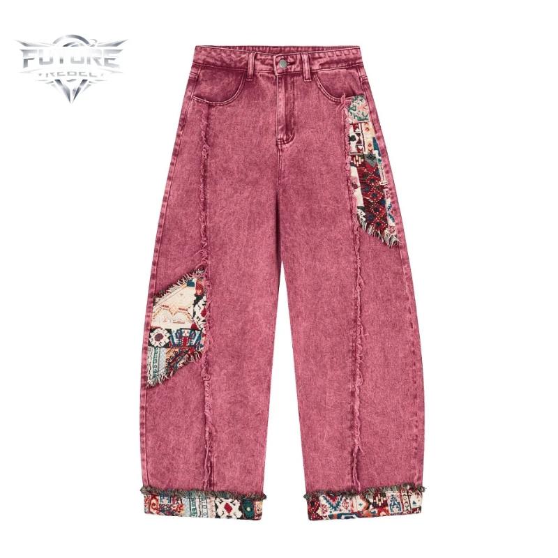 Nouveau Jean Rétro Noir Patchwork Coupe Large Unisexe Y2K, Pantalon en Denim Ample Style Hip Hop Déc