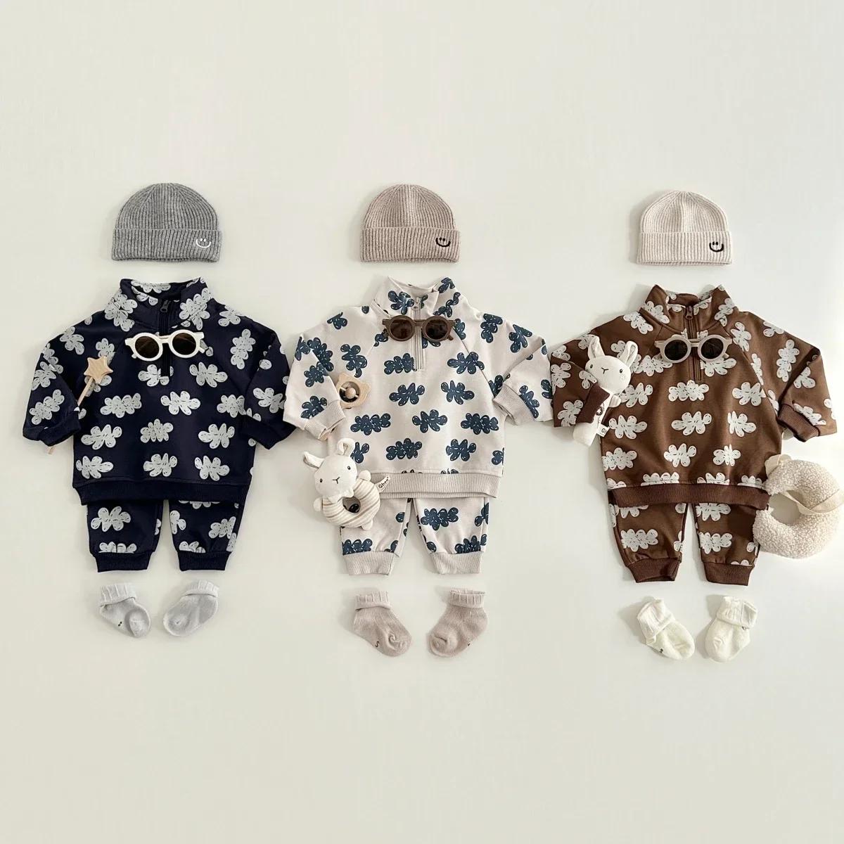 Ensemble de vêtements d'automne pour bébés garçons et filles, sweat-shirt à manches longues + pantal