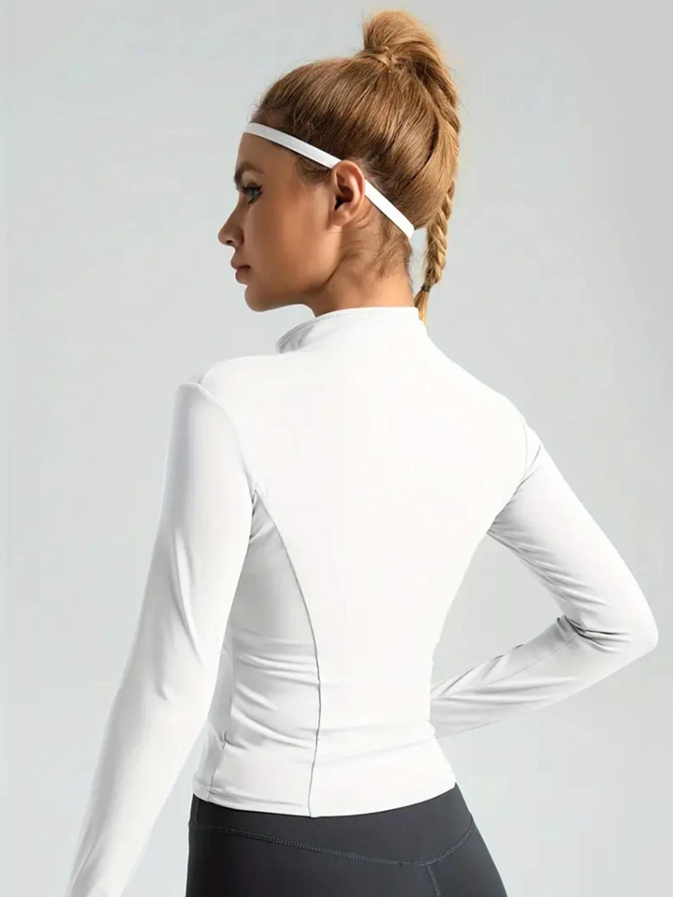 Vêtements de yoga pour femmes - Manteau sportif d'automne et d'hiver col montant à manches longues