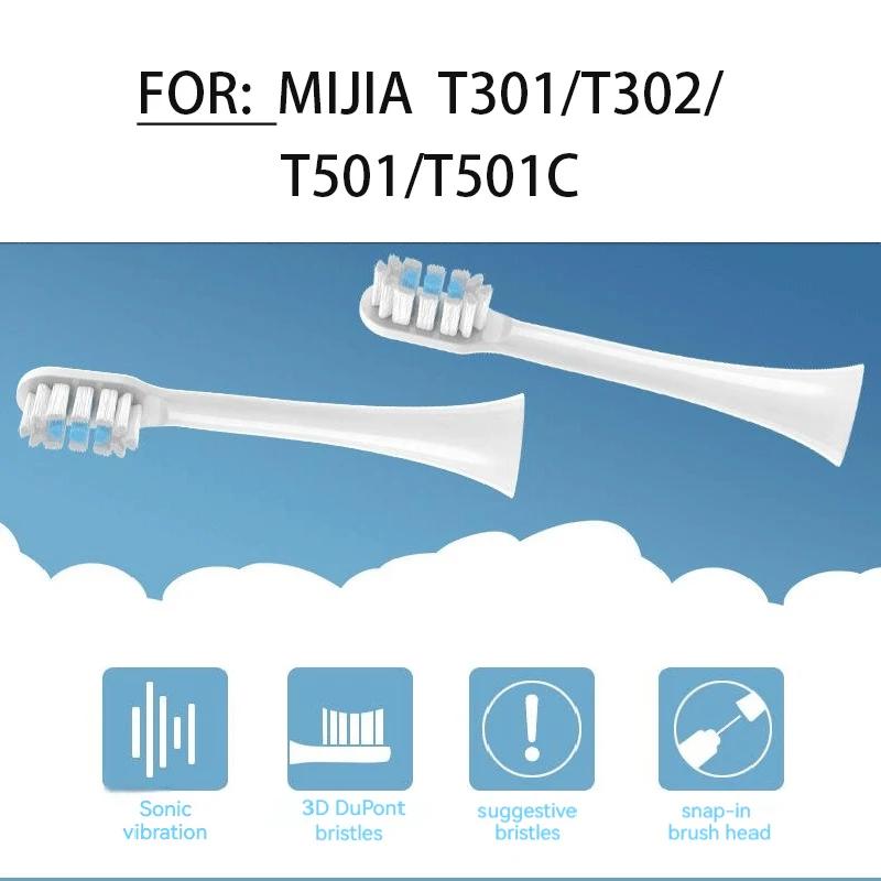 Têtes de brosse à dents de rechange pour MIJIA T301/T302/T501, brosse à dents électrique sonique, bu