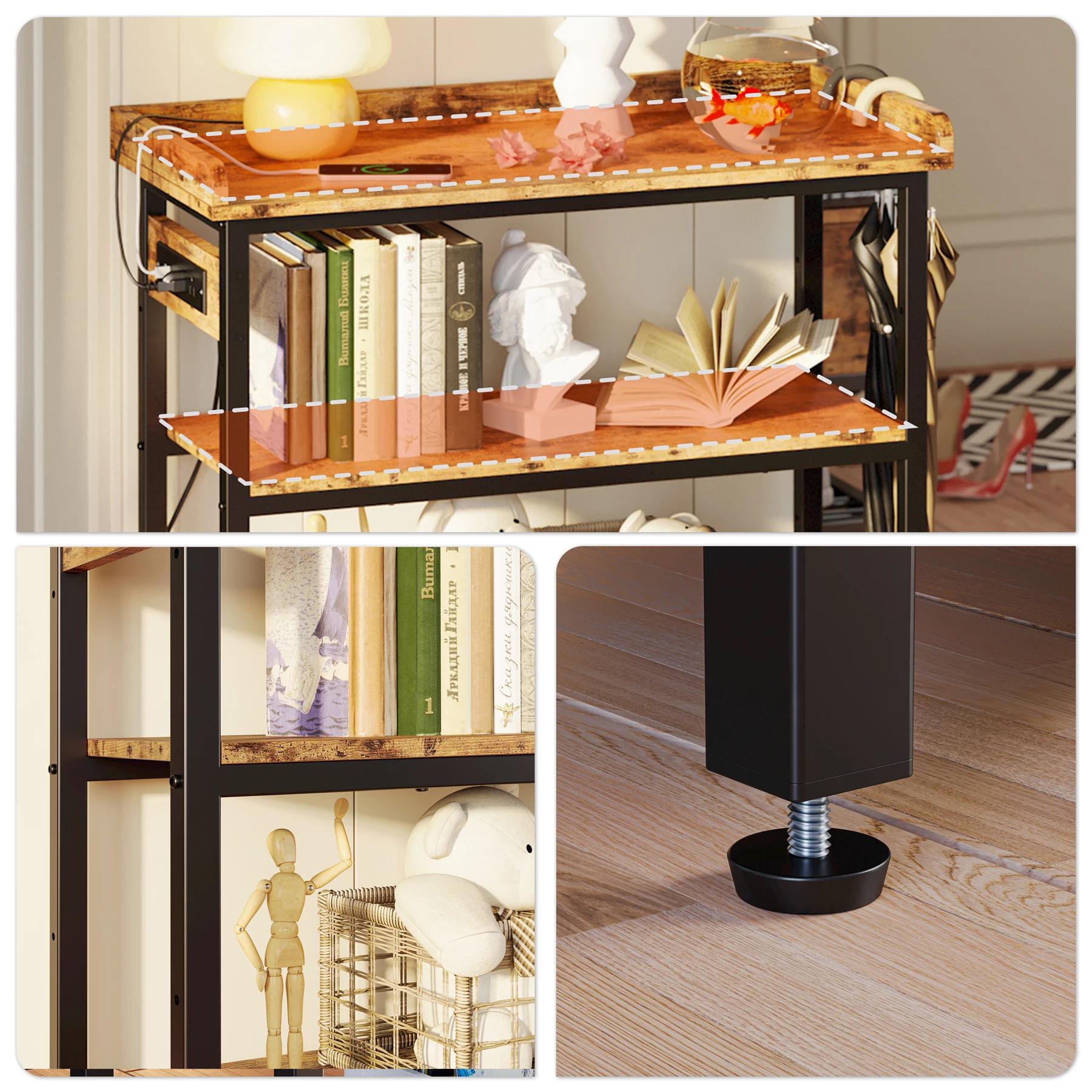 IlearCK-Table de canapé de 32 pouces, avec prise de courant et planche entière, tables d'appoint SAI