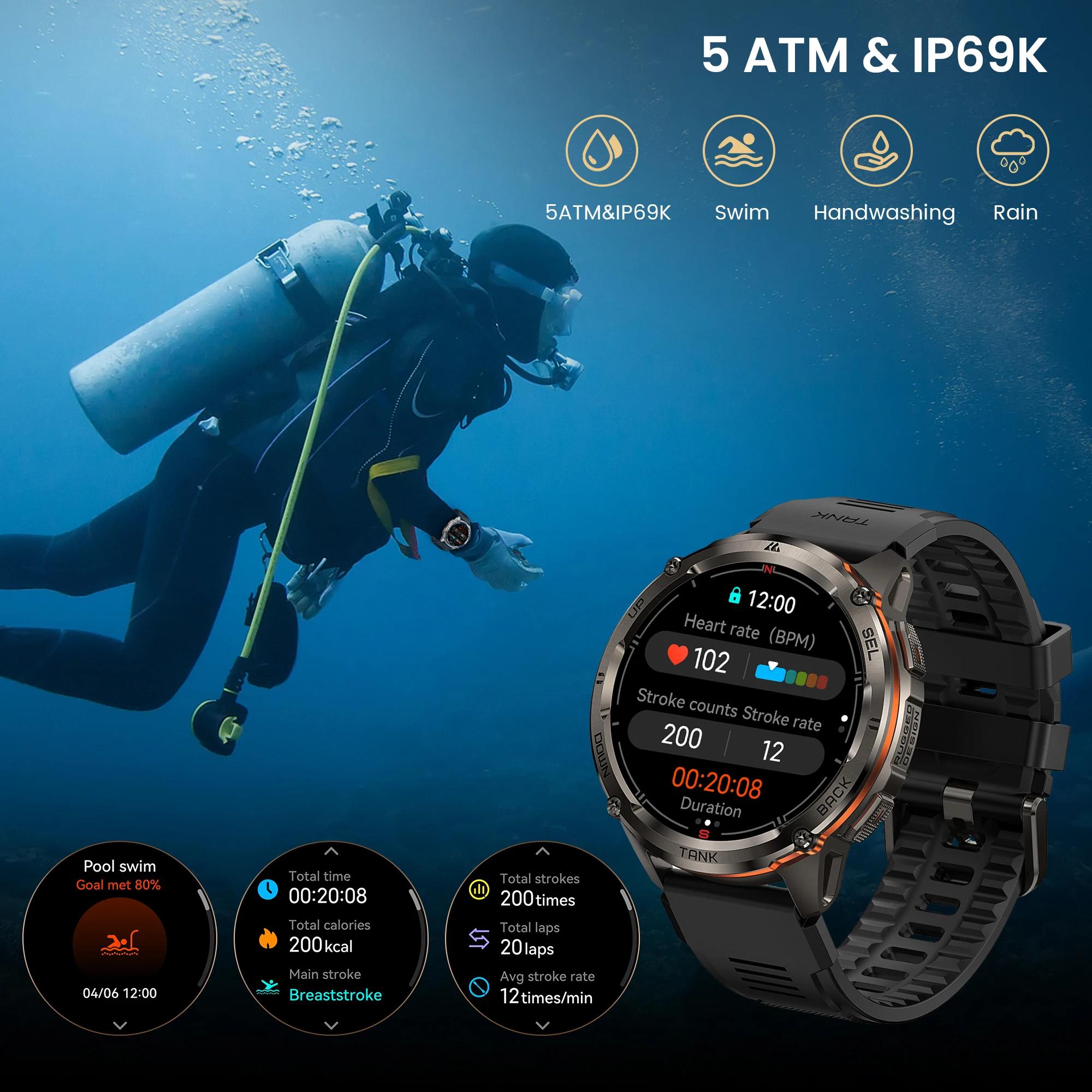 KOSPET TANK T3 Ultra 2 GPS montre intelligente robuste hommes boussole altimètre barométrique 470mAh