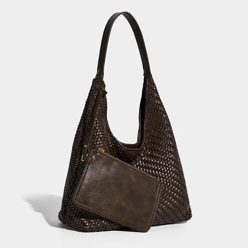 2025 Nouveau In Vintage Grande Capacité Underarm Épaule Livraison rapide main Weave Composite sacs f