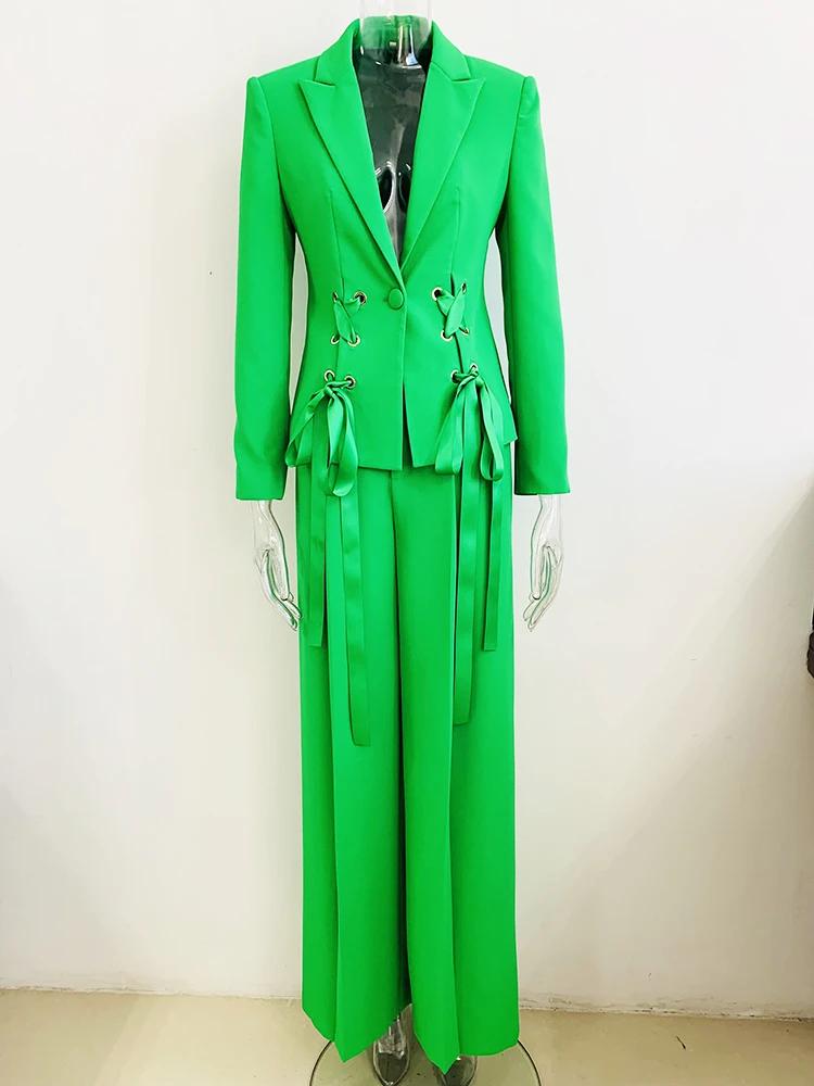 HIGH STREET Nouvelle Collection Mode 2026 Printemps/Été Ensemble Blazer et Pantalon Droit pour Femme