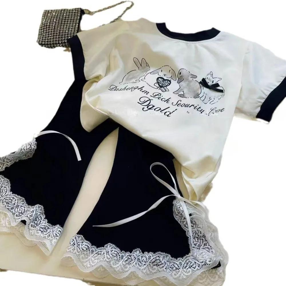 Bear Leader – vêtements de pâques décontractés pour filles, imprimé lapin, manches courtes + nœud en