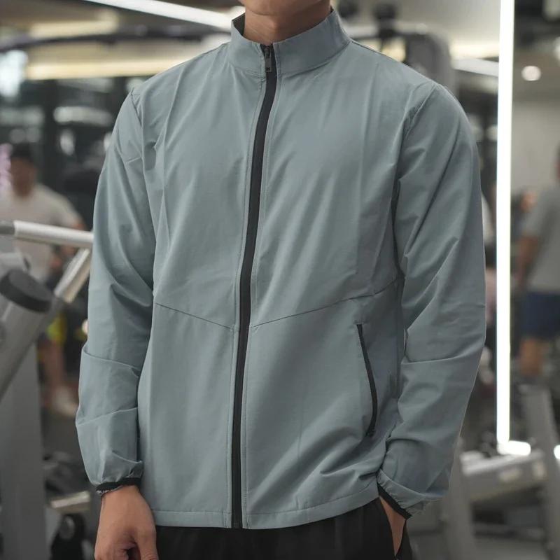 Veste de fitness homme printemps automne - Vêtement d'extérieur décontracté jogging en plein air col montant