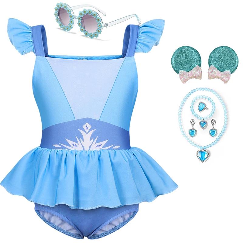 Été enfants filles deux pièces Elsa plage Bikini maillot de bain 2025 enfants raiponce Jasmine maill