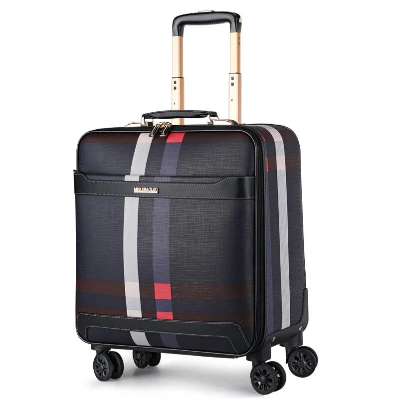 Valise Trolley à Roulettes Étanche, Bagage à Main Portable, Cuir de Haute Qualité, Bagages Légers, E
