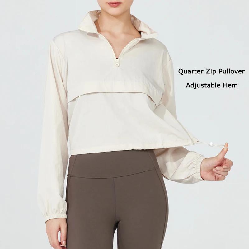VITALINOVO Veste de sport légère pour femme avec fermeture éclair au quart pour golf, randonnée, cou