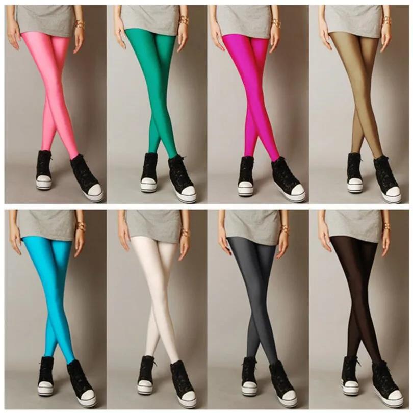 Nouveau printemps solide bonbons néon Leggings pour femmes haute étiré femme Legging pantalon fille