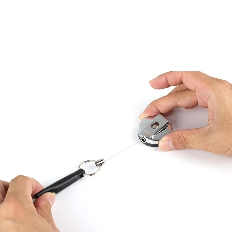 Porte-stylo rétractable en acier inoxydable et Silicone ABS, corde Anti-perte, porte-clés, Clip de c