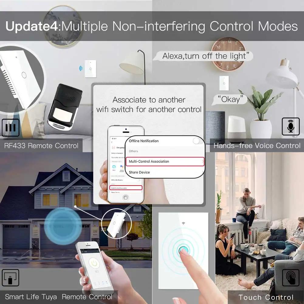 MOES-Commutateur de panneau en verre intelligent, Smart Life, Tuya App, Multi Control Association, C