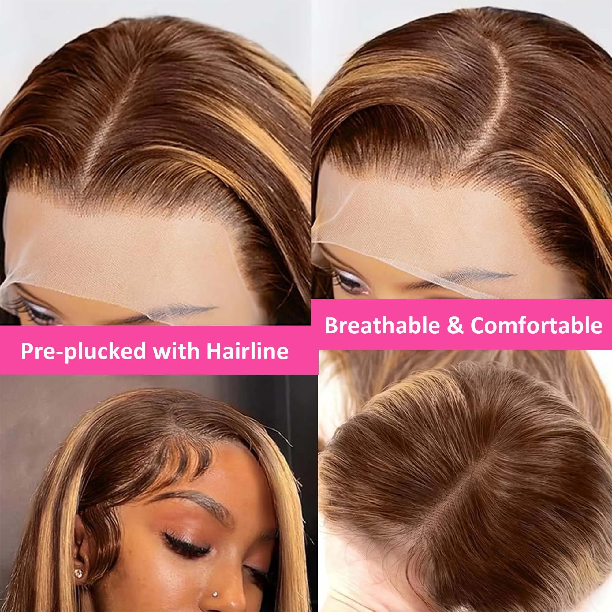 13x4 Transparent dentelle avant Bob perruque cheveux humains Ombre miel blond 13x4 perruques 10-16 p