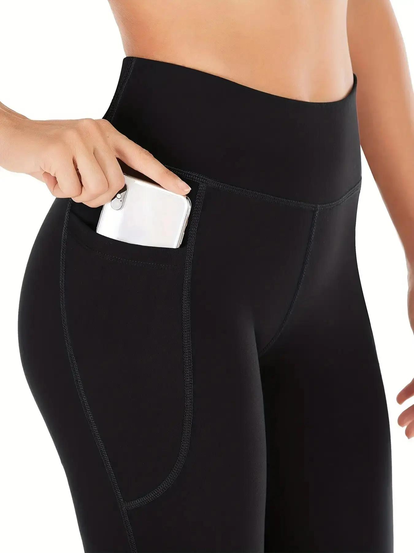 Pantalon évasé avec poches pour femmes - Yoga à jambes évasées et taille haute ventre plat