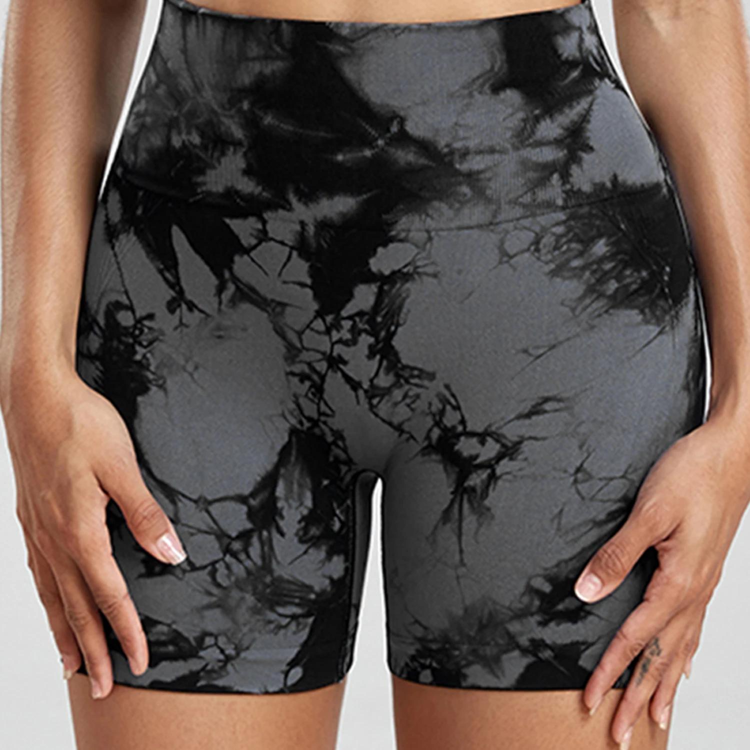 Short d'été teint par nouage pour femme, Fitness, sans couture, taille haute, short de Sport, course