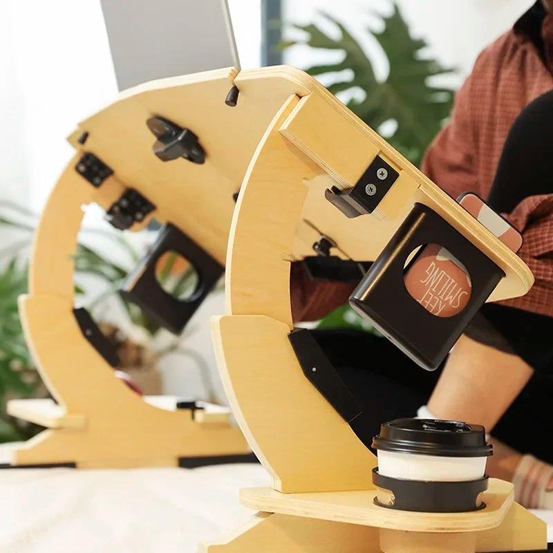 Support multifonctionnel en bois pour paresseux, support réglable à 360 ° pour ordinateur Portable,