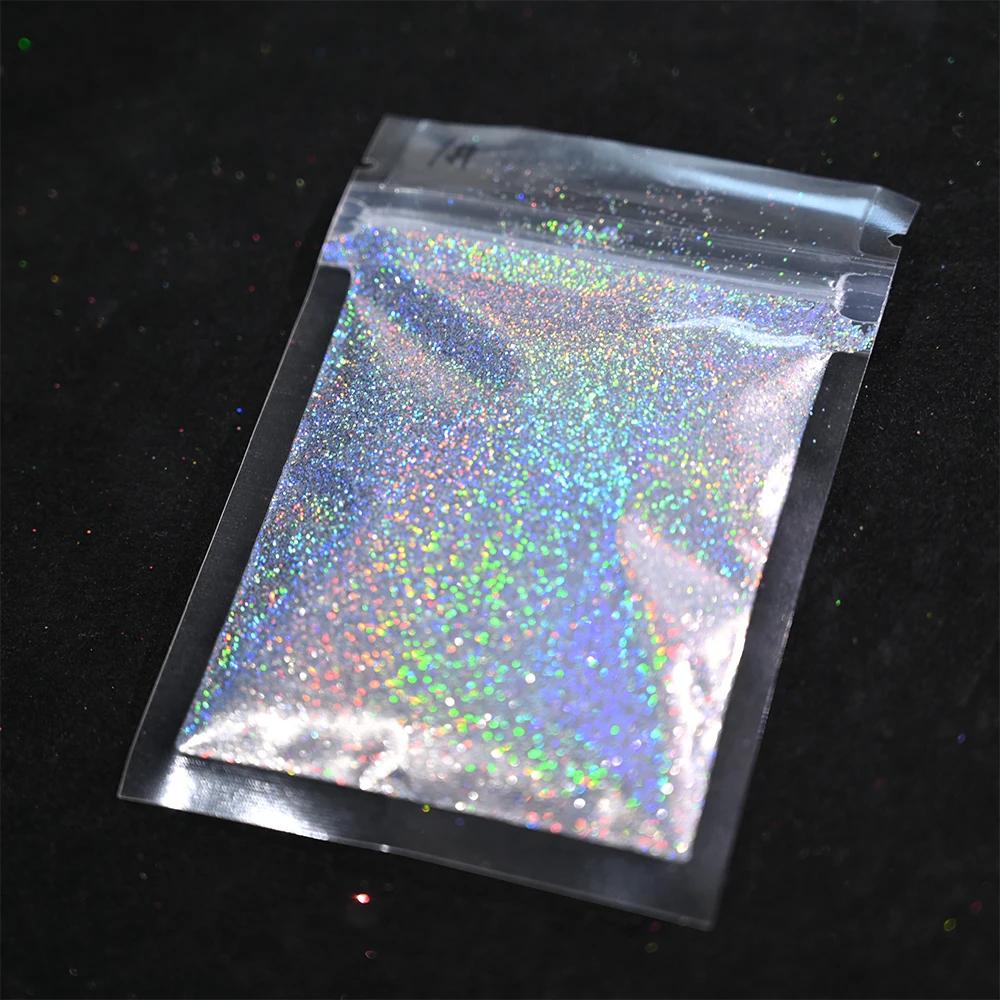 Paillettes holographiques Laser arc-en-ciel pour ongles, 0.2MM, poudre scintillante pour ongles, 10G