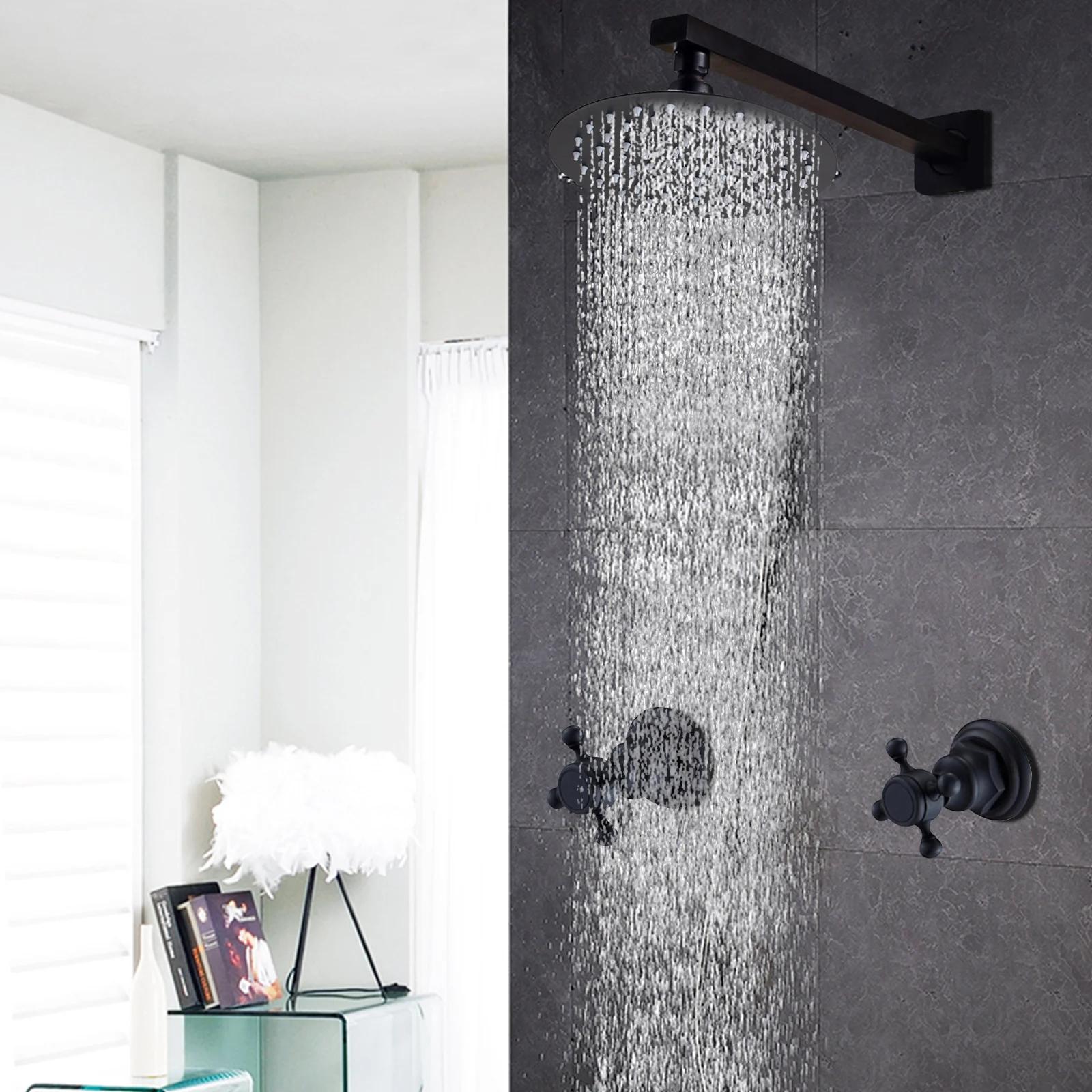 HOShower-Pommeau de douche à effet pluie noir avec assujetde centre commercial