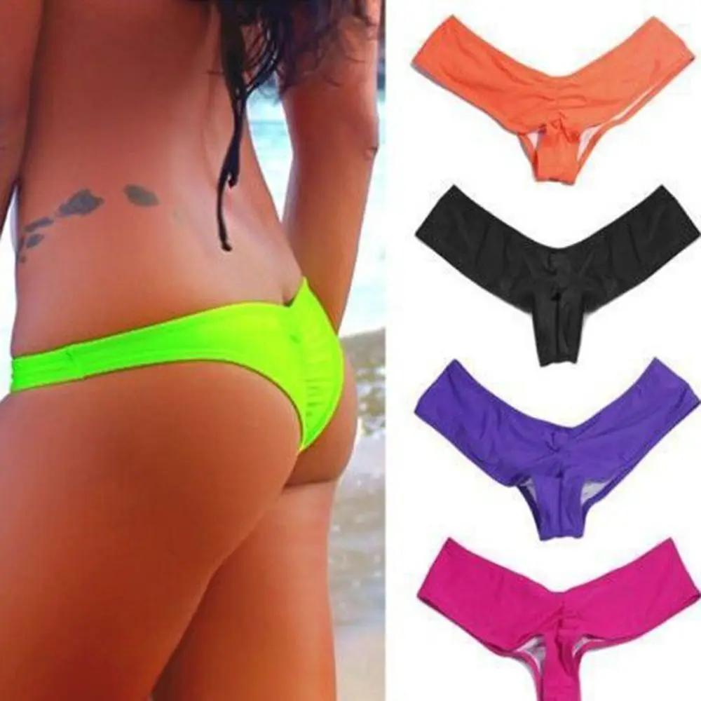 Maillot de bain plissé en forme de T, bikini sexy, maillot de bain simple, string de vacances, grand