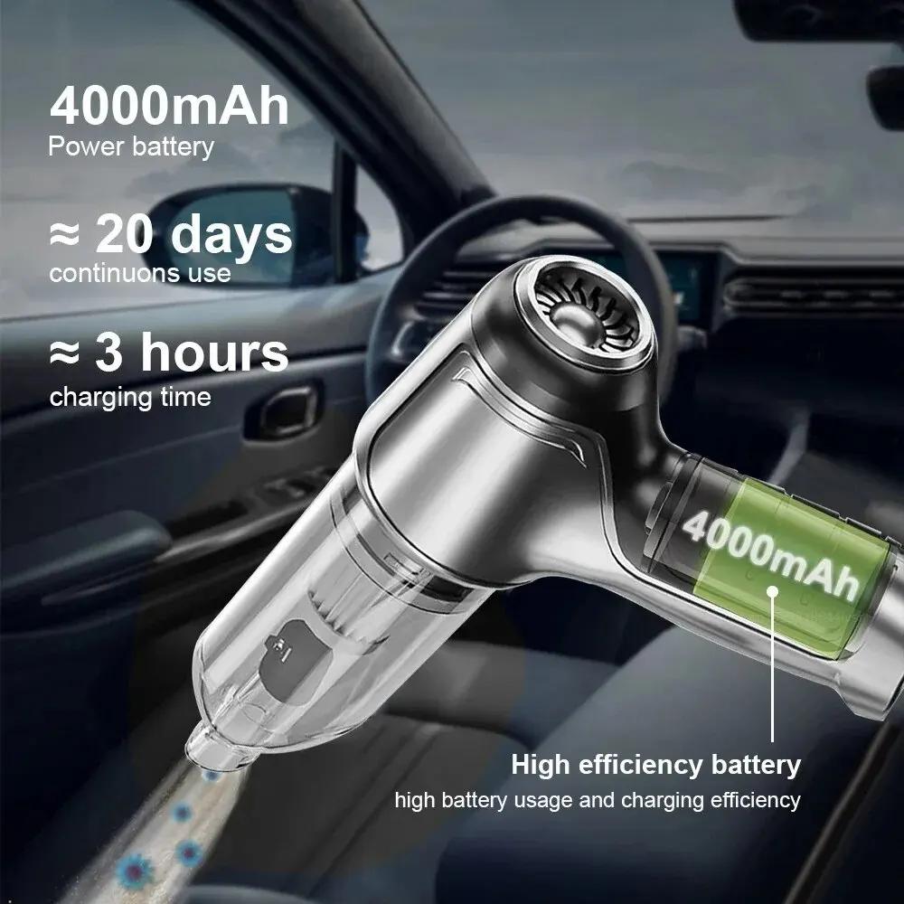 Aspirateur de voiture 4 en 1, sans fil, plumeau, pompe à vide portative pour la maison, nettoyeur de