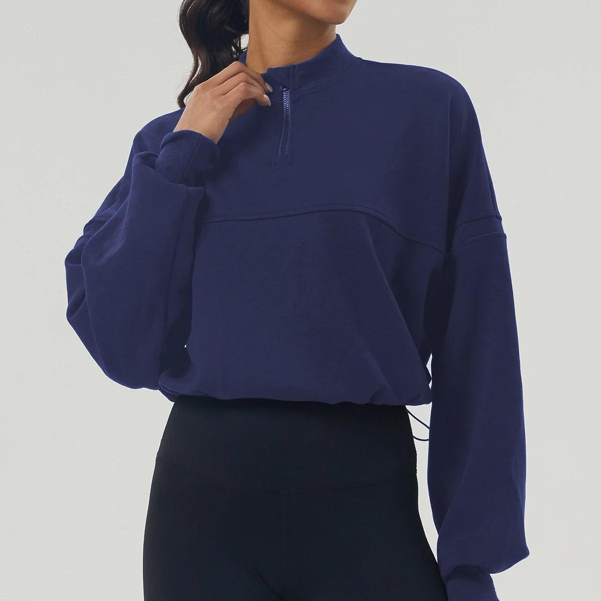 Sweat-shirt à manches longues pour femme, haut de course surdimensionné, vêtements d'entraînement fé
