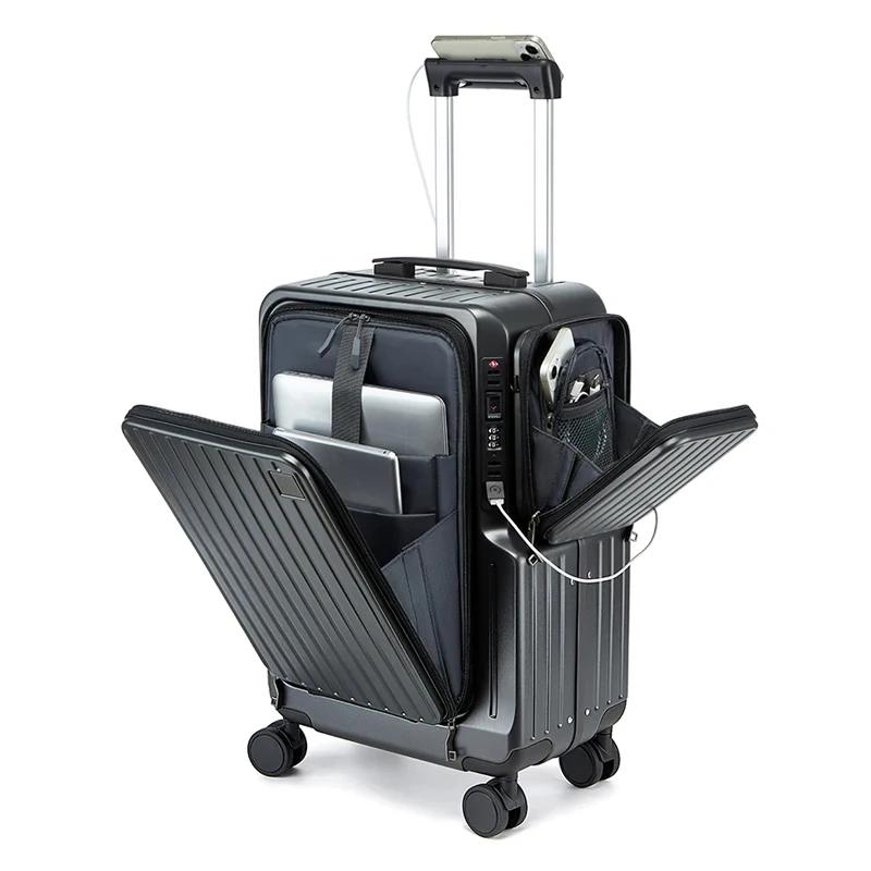 Valise à bagages à main à ouverture frontale, boîtier de chariot multifonctionnel de 20 pouces, cabi