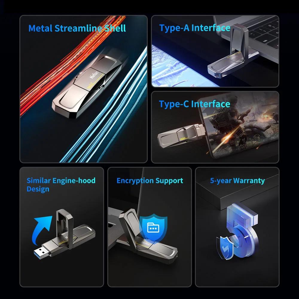Netac-Clé USB 550 MBumental, USB Type C, Disque Flash, USB 5, 128 Go, 256 Go, 512 Go, 1 To, USB 3.2,
