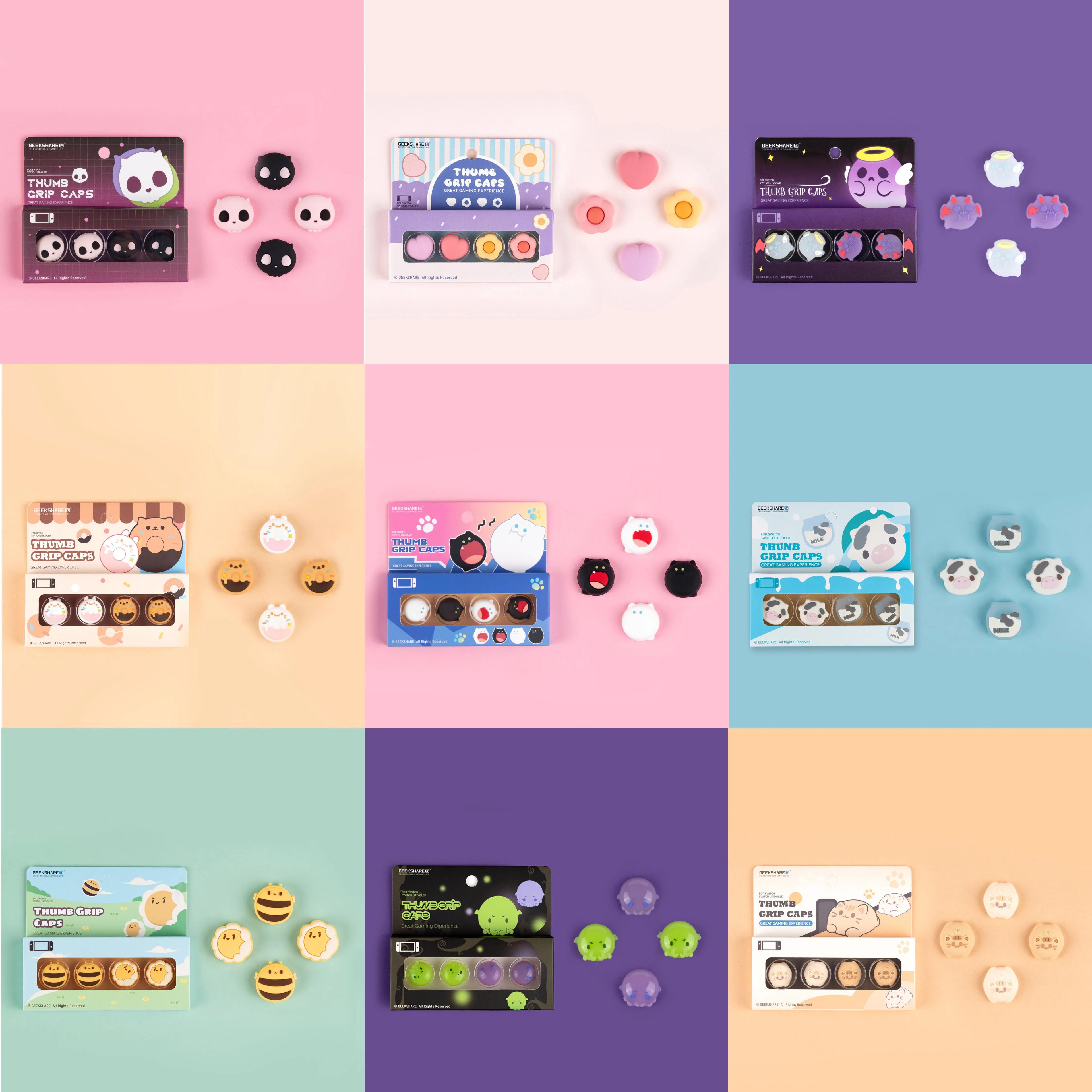 Super mignon Silicone souple Joycon pouce bâton poignée capuchon Joystick couverture pour interrupte