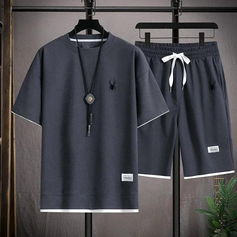 Ensemble T-shirt à manches courtes et short de sport pour hommes, vêtements de sport décontractés et