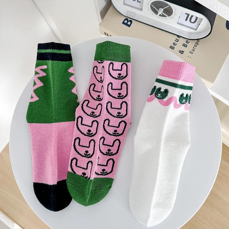 Trois paires de chaussettes polyvalentes, douces et confortables de style coréen pour filles, avec m