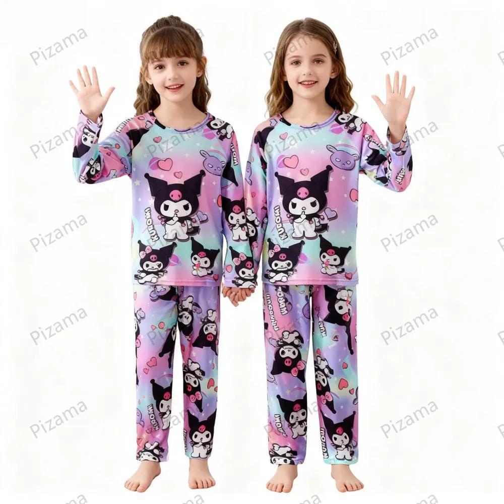 Ensembles de pyjamas pour filles Sanrio, manches longues, doux, pyjamas Hello Kitty, pyjamas pour en
