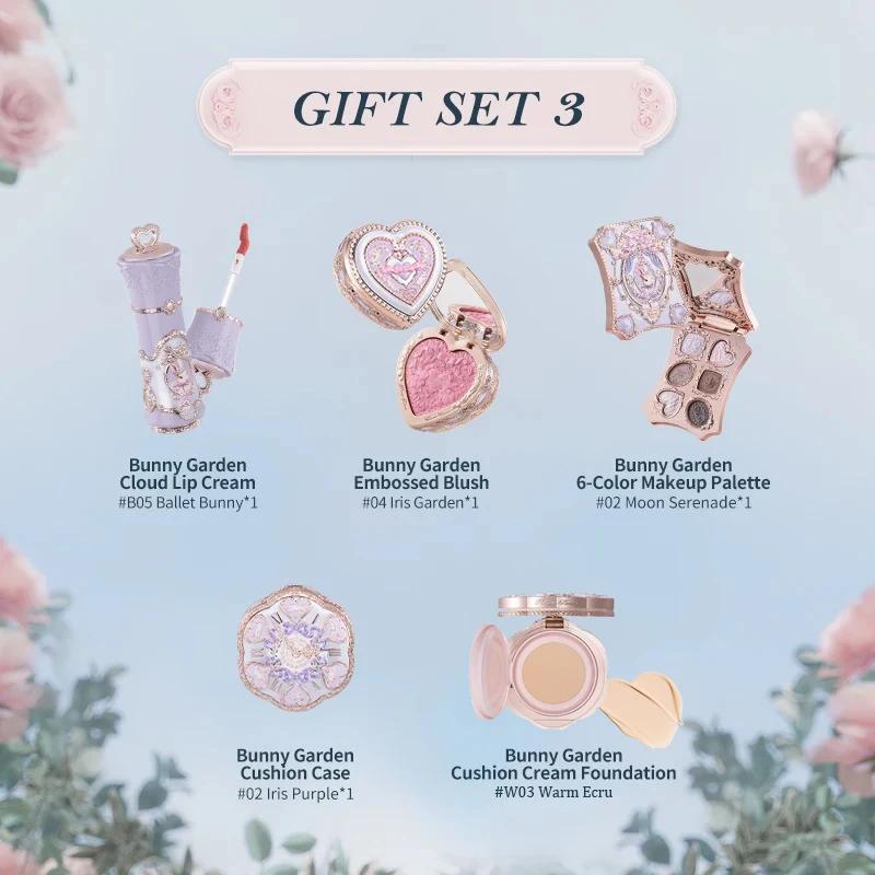 Kit de maquillage Flower Knows Bunny Garden Collection - Coffret cadeau avec rouge à lèvres, crème p