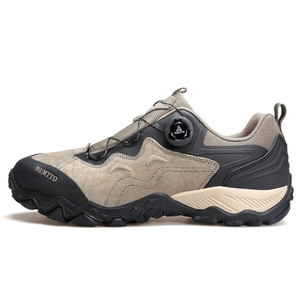 Baskets en cuir HUMTTO pour hommes - Bottes de randonnée robustes et chaussures de trekking sécurisées