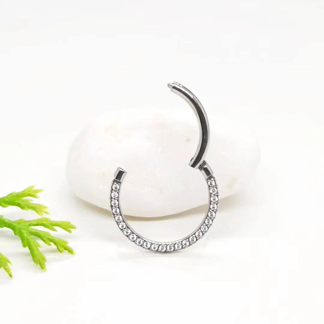 Piercing en titane, boucles d'oreilles, anneaux de nez, en Zircon, Septum, Tragus, Cartilage, Helix,