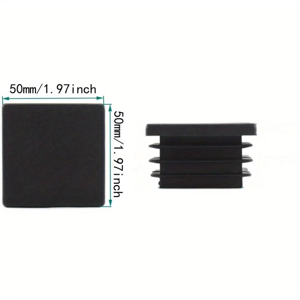 Bouchon d'extrémité de tube carré de 50MM, bouchon en plastique, bouchon noir, tables et chaises pou