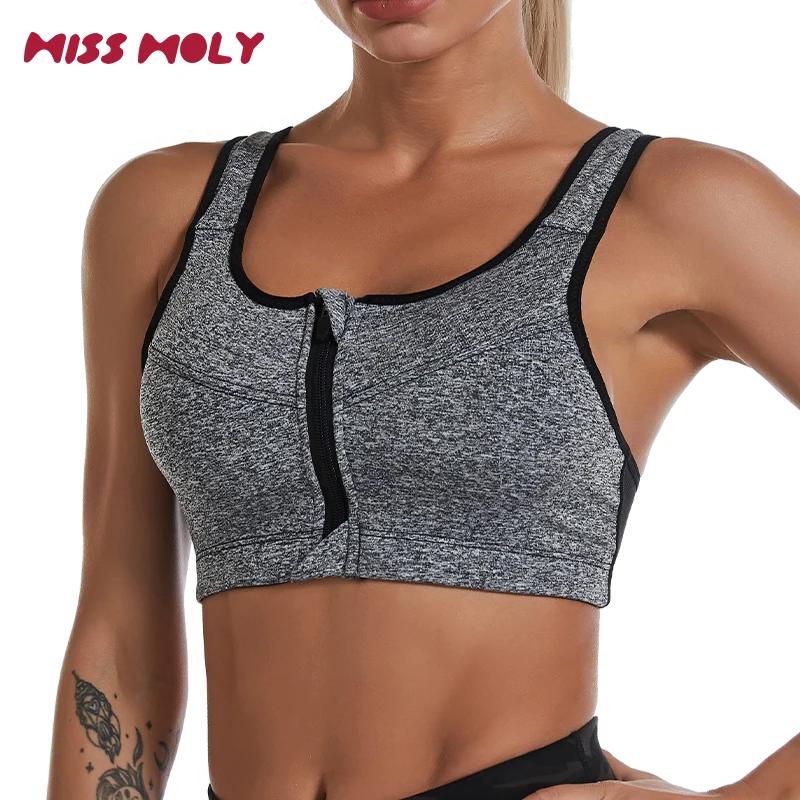 Soutien-gorge sport grande taille femme - Brassière fitness 3XL à 5XL fermeture avant pour yoga gym