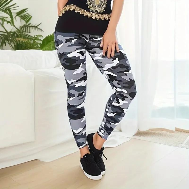 Camouflage imprimé blanc gris Sexy femmes Leggings veste de sport pantalon serré haute élasticité co