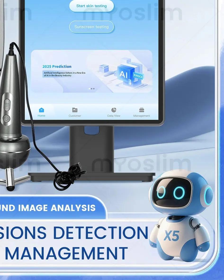 Analyseur de peau et de cheveux professionnel 3D X5 avec caméra UV, scanner facial numérique et mach