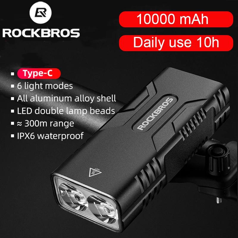 ROCKBROS – lumière de vélo 850 Lumen, lampe de poche de vélo 10000 mAh, phare de vélo ReChargeable p