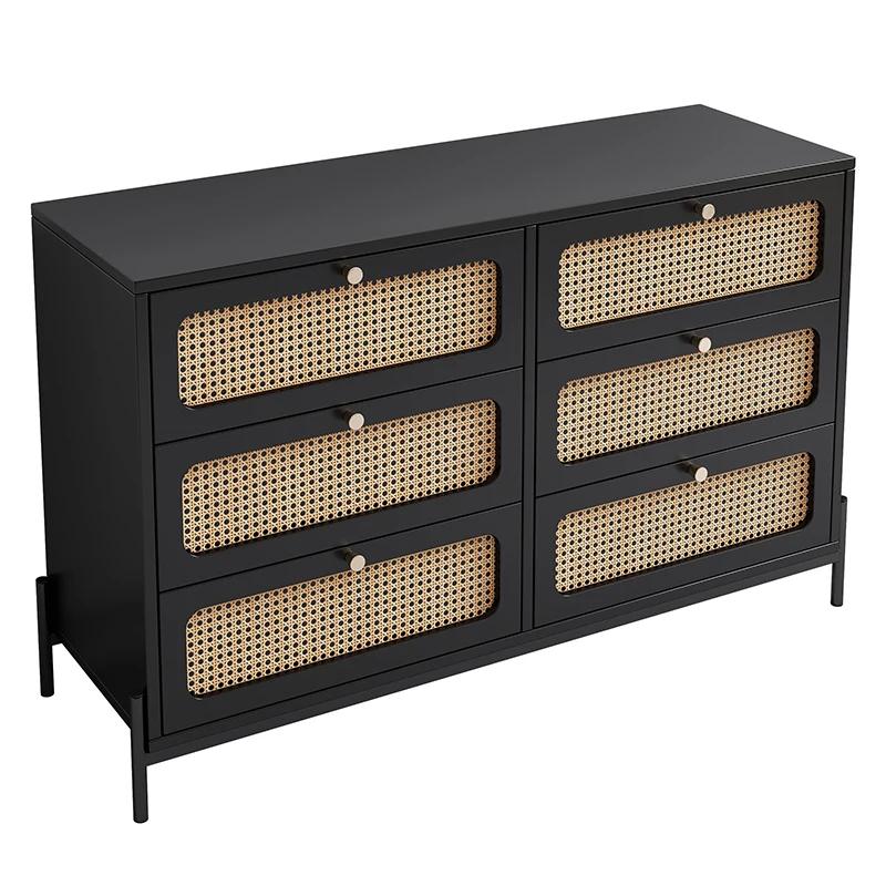 Placard en bois de rotin de cannage moderne, commode 6 MELfur ser, armoire de rangement en bois, buf