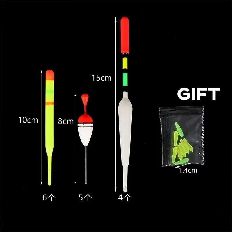 Ensemble de flotteurs de pêche, bouée verticale professionnelle avec bâton lumineux, leurre multifon