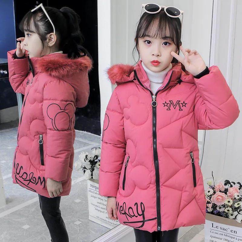 Vestes d'hiver grande taille pour filles, manteau de noël épais, à capuche, fermeture éclair, vêteme