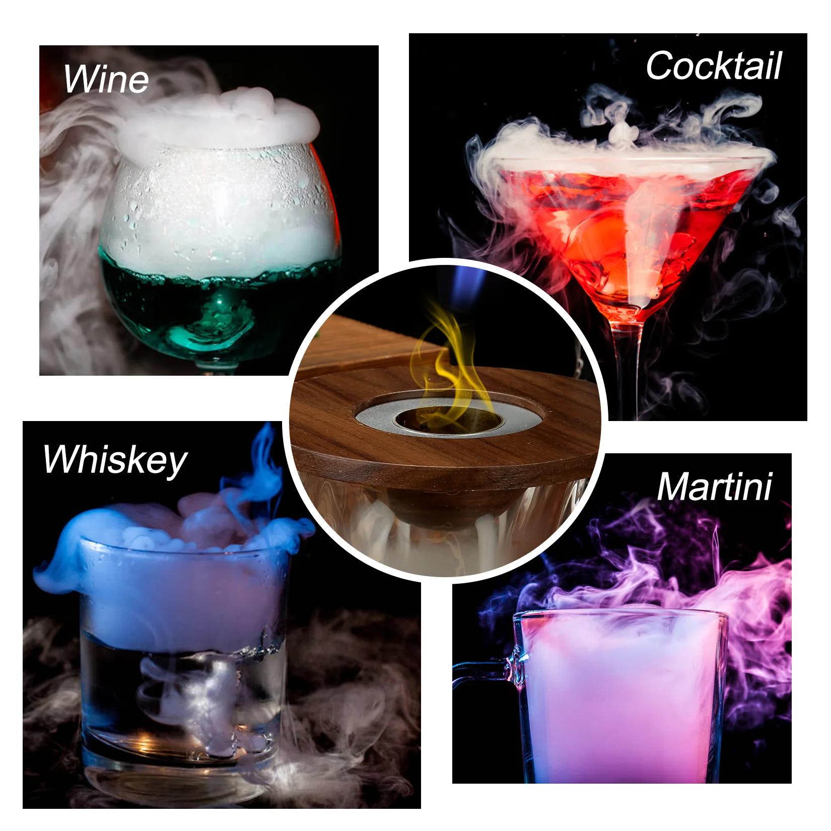 Kit de fumeur de Cocktail avec plateau en verre, avec 4 copeaux de bois, accessoires de barman pour